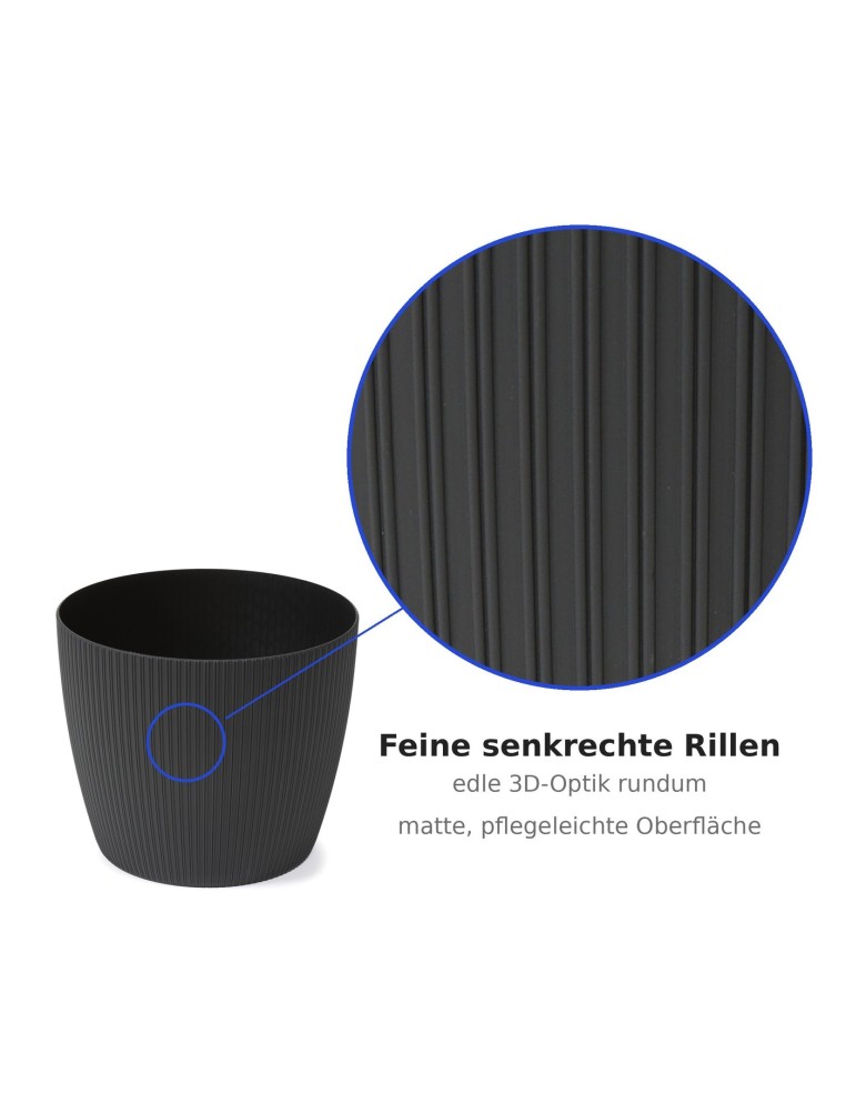 Coprivaso rotondo Ø11 × 8 cm rigato, 0,5 L – Nero