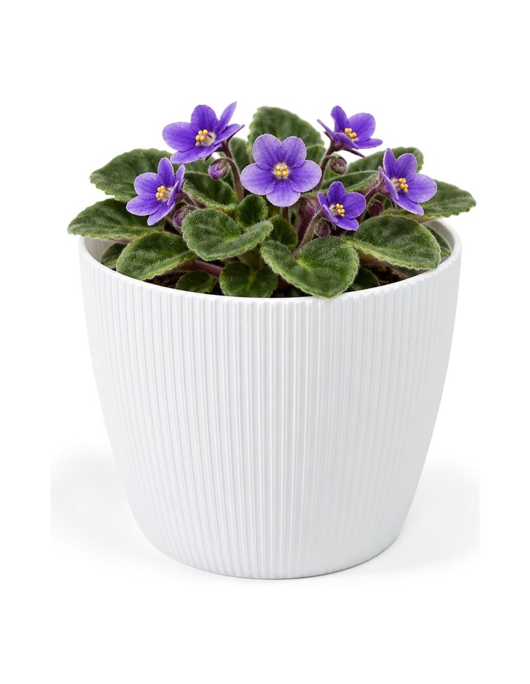 Übertopf rund Ø11 × 9 cm Gerillt, 0,5 L – Weiß