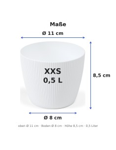 Cache-pot rond Ø11 × 9 cm strié, 0,5 L – Blanc 2
