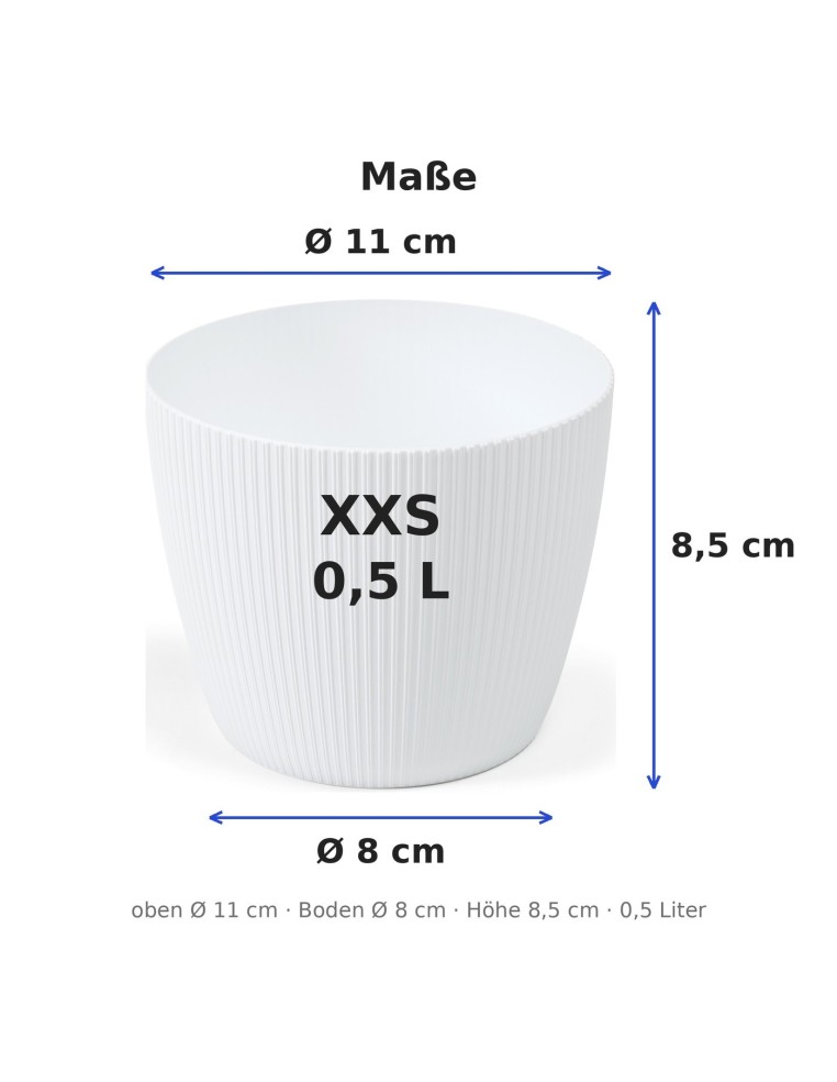 Sierpot rond Ø11 × 9 cm geribbeld, 0,5 L – Wit