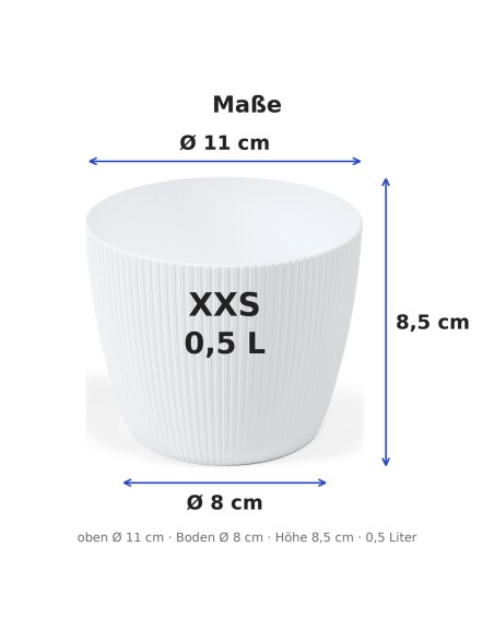 Coprivaso rotondo Ø11 × 9 cm rigato, 0,5 L – Bianco