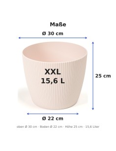 Cache-pot rond XXL Ø30 × 25 cm strié, 15,6 L – Rose clair 2