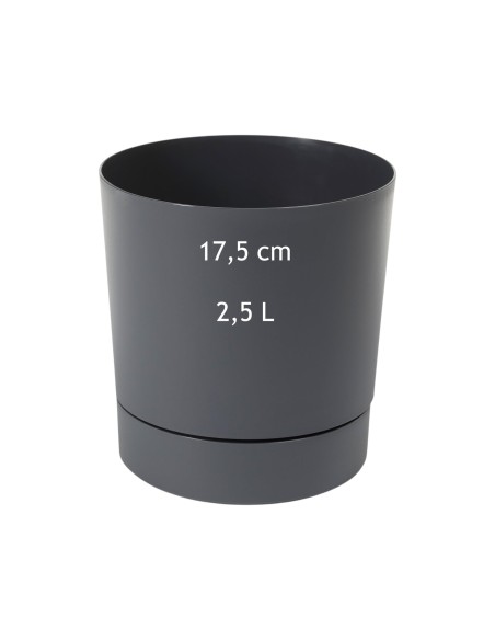 Cache-pot rond Ø18 × 19 cm mat, 2,5 L – Anthracite | Töpferkönig