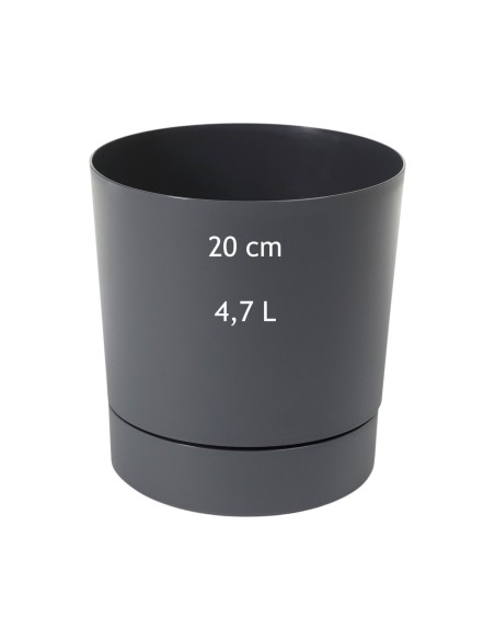 Cache-pot rond Ø20 × 21 cm mat, 4,7 L – Anthracite | Töpferkönig