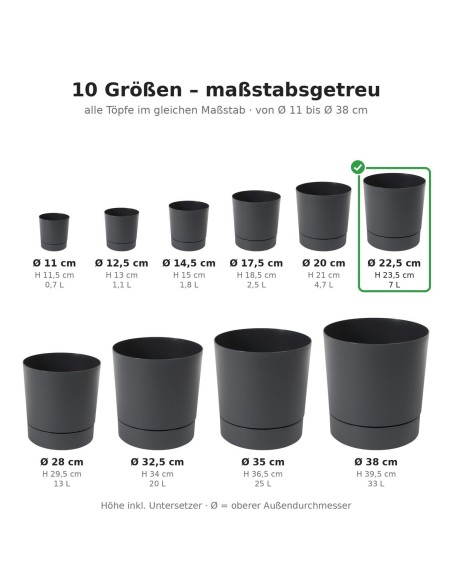Sierpot rond Ø23 × 24 cm mat, 7 L – Antraciet | Töpferkönig
