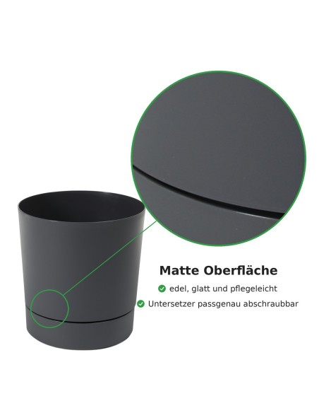 Cache-pot rond Ø33 × 34 cm mat, 20 L – Anthracite | Töpferkönig