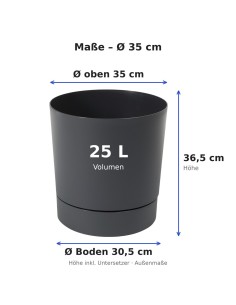 Sierpot rond Ø35 × 37 cm mat, 25 L – Antraciet | Töpferkönig 2
