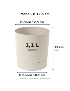 Coprivaso rotondo Ø13 × 13 cm opaco, 1,1 L – Bianco cotone | Töpferkönig 2