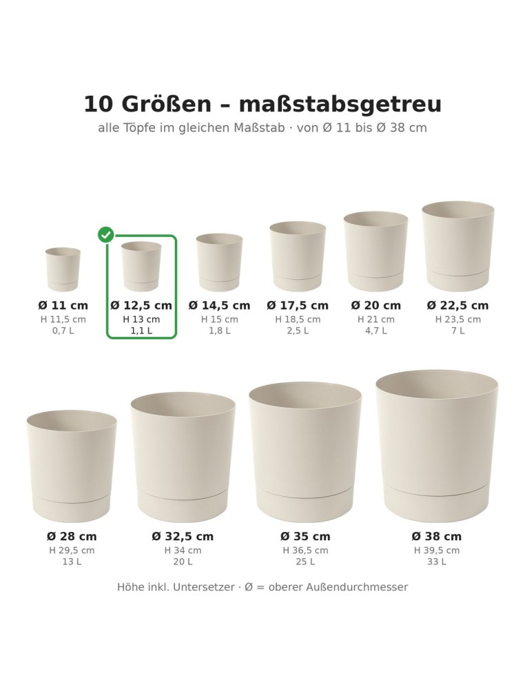 Coprivaso rotondo Ø13 × 13 cm opaco, 1,1 L – Bianco cotone | Töpferkönig