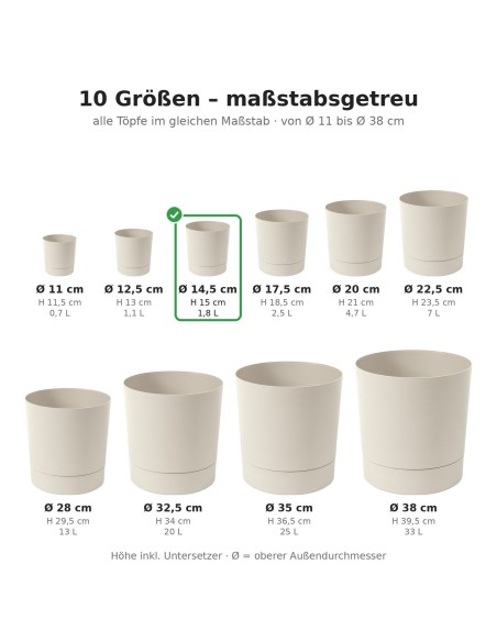 Sierpot rond Ø15 × 15 cm mat, 1,8 L – Katoenwit | Töpferkönig