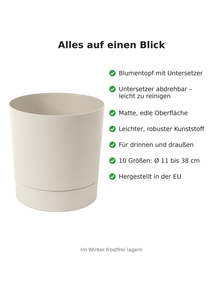 Übertopf rund Ø15 × 15 cm Matt, 1,8 L – Baumwolle | Töpferkönig