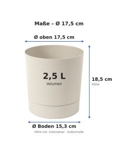 Cubremacetas redondo Ø18 × 19 cm mate, 2,5 L – Blanco algodón | Töpferkönig 2