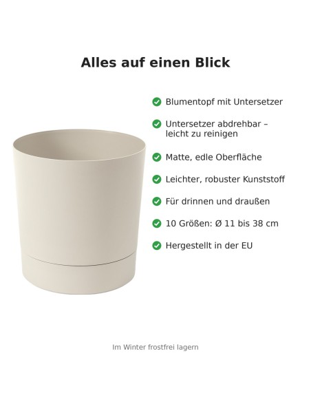 Cache-pot rond Ø18 × 19 cm mat, 2,5 L – Coton | Töpferkönig