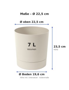 Coprivaso rotondo Ø23 × 24 cm opaco, 7 L – Bianco cotone | Töpferkönig 2