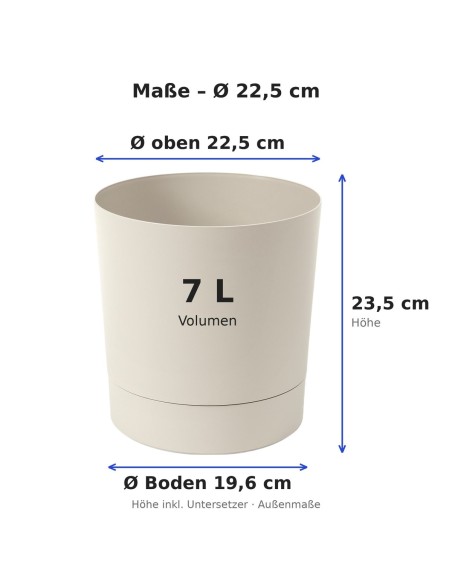 Coprivaso rotondo Ø23 × 24 cm opaco, 7 L – Bianco cotone | Töpferkönig