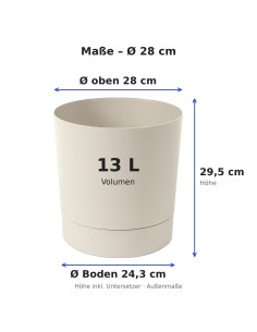 Cubremacetas redondo Ø28 × 30 cm mate, 13 L – Blanco algodón | Töpferkönig 2