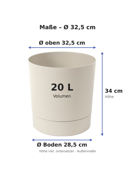 Cache-pot rond Ø33 × 34 cm mat, 20 L – Coton | Töpferkönig