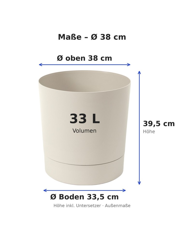 Cubremacetas redondo Ø38 × 40 cm mate, 33 L – Blanco algodón | Töpferkönig