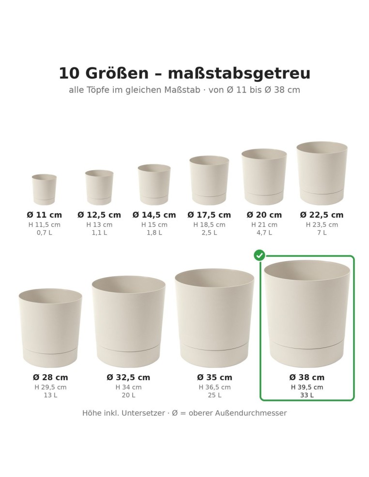 Cubremacetas redondo Ø38 × 40 cm mate, 33 L – Blanco algodón | Töpferkönig