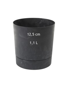 Coprivaso rotondo Ø13 × 13 cm effetto cemento, 1,1 L – Nero cemento | Töpferkönig
