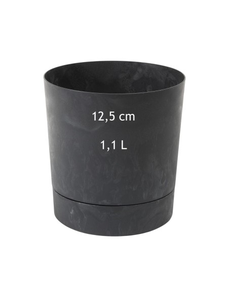 Coprivaso rotondo Ø13 × 13 cm effetto cemento, 1,1 L – Nero cemento | Töpferkönig
