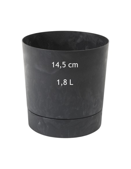 Cubremacetas redondo Ø15 × 15 cm efecto hormigón, 1,8 L – Negro hormigón | Töpferkönig