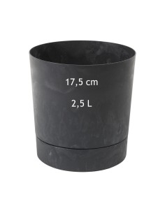 Cubremacetas redondo Ø18 × 19 cm efecto hormigón, 2,5 L – Negro hormigón | Töpferkönig