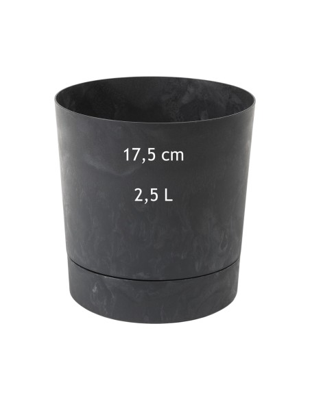 Coprivaso rotondo Ø18 × 19 cm effetto cemento, 2,5 L – Nero cemento | Töpferkönig