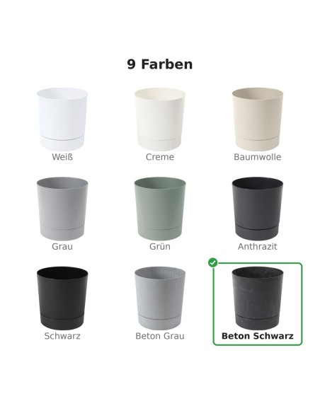 Cache-pot rond Ø20 × 21 cm aspect béton, 4,7 L – Béton noir | Töpferkönig