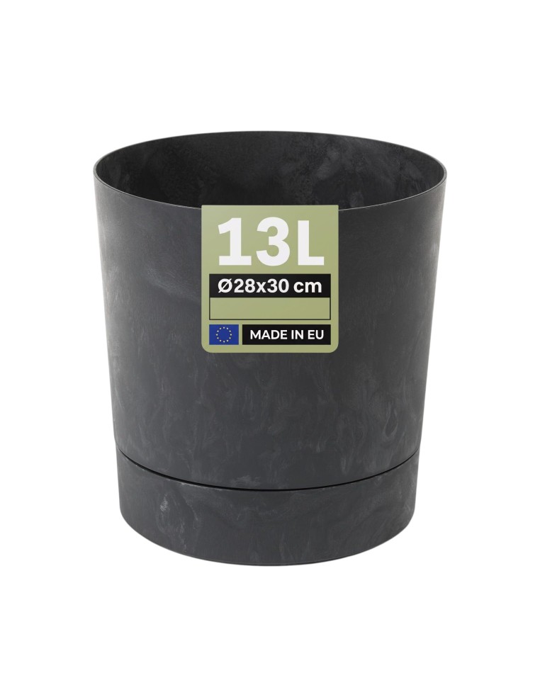 Sierpot rond Ø28 × 30 cm betonlook, 13 L – Betonzwart | Töpferkönig