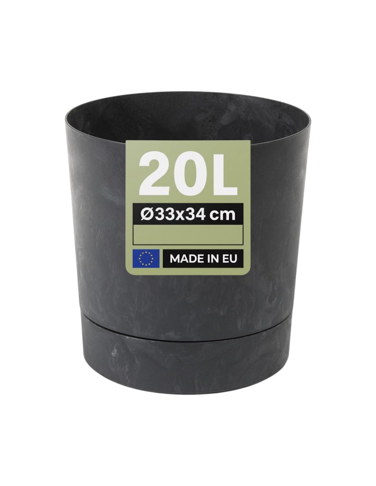 Cache-pot rond Ø33 × 34 cm aspect béton, 20 L – Béton noir | Töpferkönig