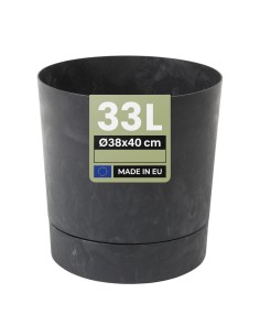 Cache-pot rond Ø38 × 40 cm aspect béton, 33 L – Béton noir | Töpferkönig