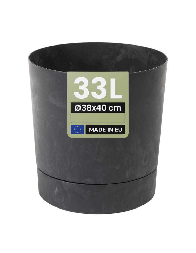 Übertopf rund Ø38 × 40 cm Beton-Optik, 33 L – Beton Schwarz | Töpferkönig