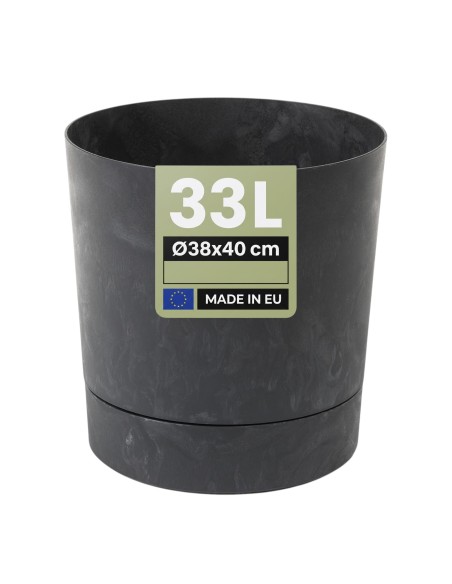 Cache-pot rond Ø38 × 40 cm aspect béton, 33 L – Béton noir | Töpferkönig