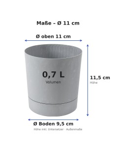 Cubremacetas redondo Ø11 × 12 cm efecto hormigón, 0,7 L – Gris hormigón | Töpferkönig 2