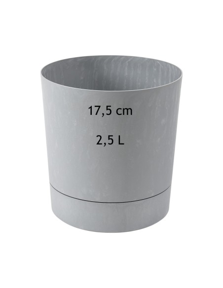 Coprivaso rotondo Ø18 × 19 cm effetto cemento, 2,5 L – Grigio cemento | Töpferkönig