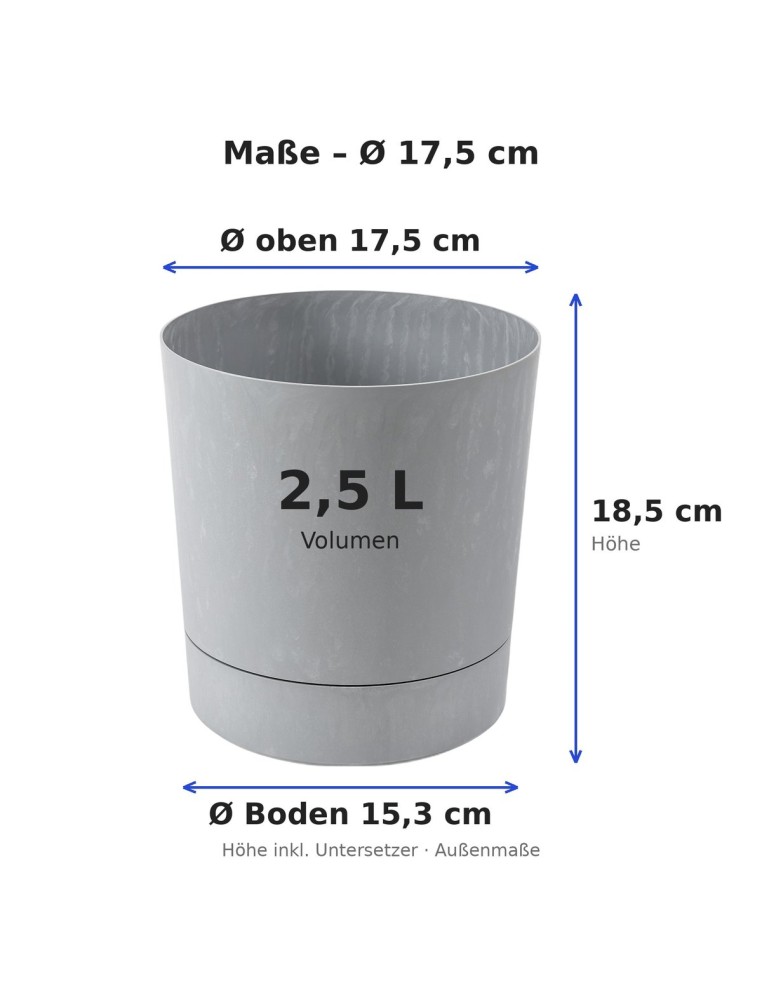 Sierpot rond Ø18 × 19 cm betonlook, 2,5 L – Betongrijs | Töpferkönig