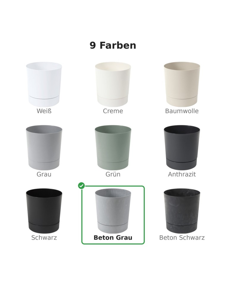 Coprivaso rotondo Ø18 × 19 cm effetto cemento, 2,5 L – Grigio cemento | Töpferkönig