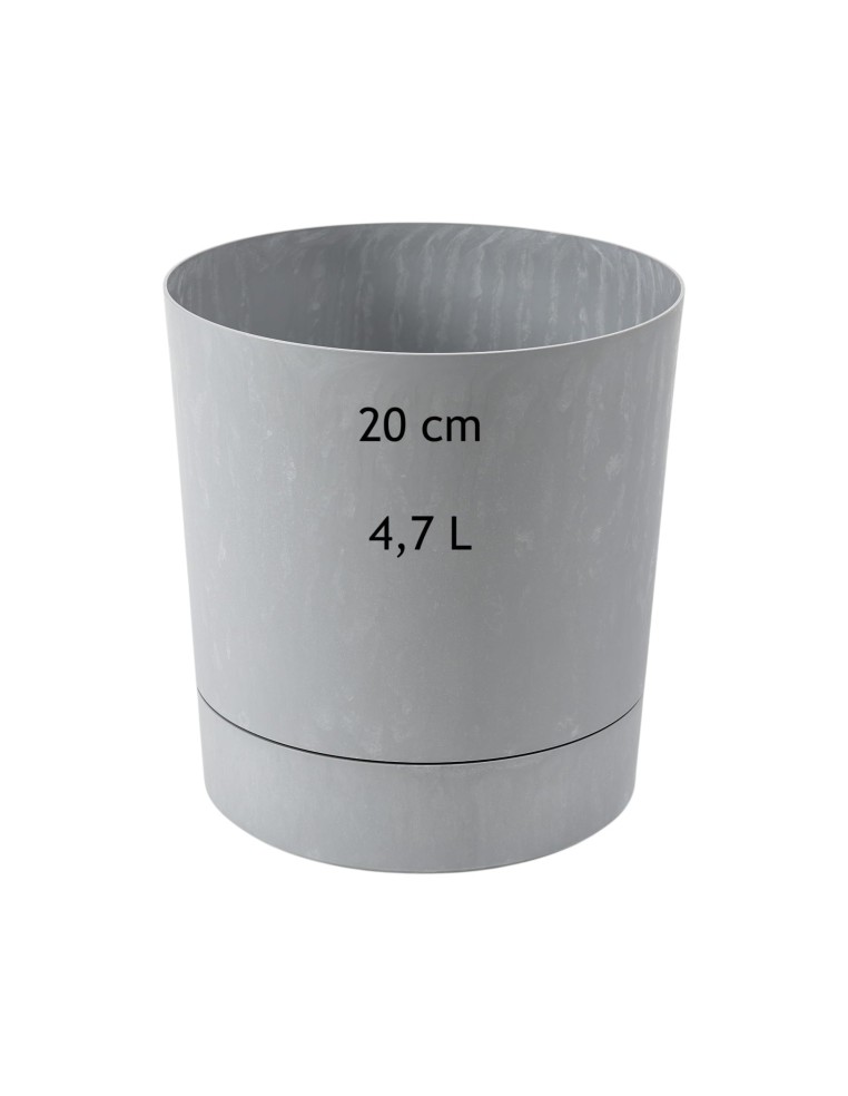 Coprivaso rotondo Ø20 × 21 cm effetto cemento, 4,7 L – Grigio cemento | Töpferkönig