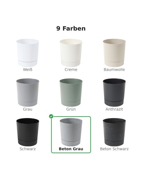 Sierpot rond Ø35 × 37 cm betonlook, 25 L – Betongrijs | Töpferkönig