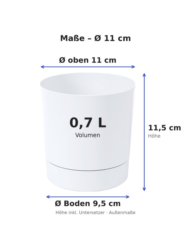 Coprivaso rotondo Ø11 × 12 cm opaco, 0,7 L – Bianco | Töpferkönig