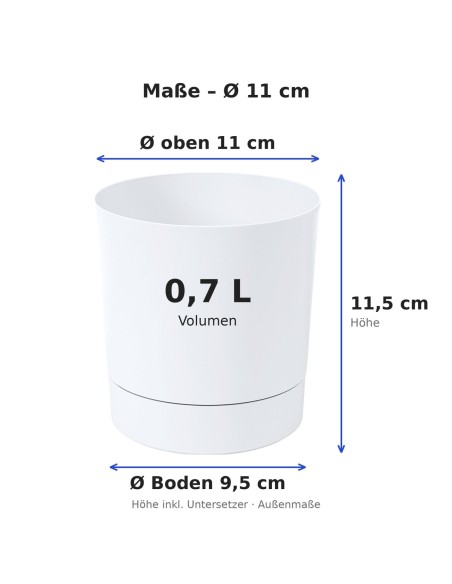 Übertopf rund Ø11 × 12 cm Matt, 0,7 L – Weiß | Töpferkönig