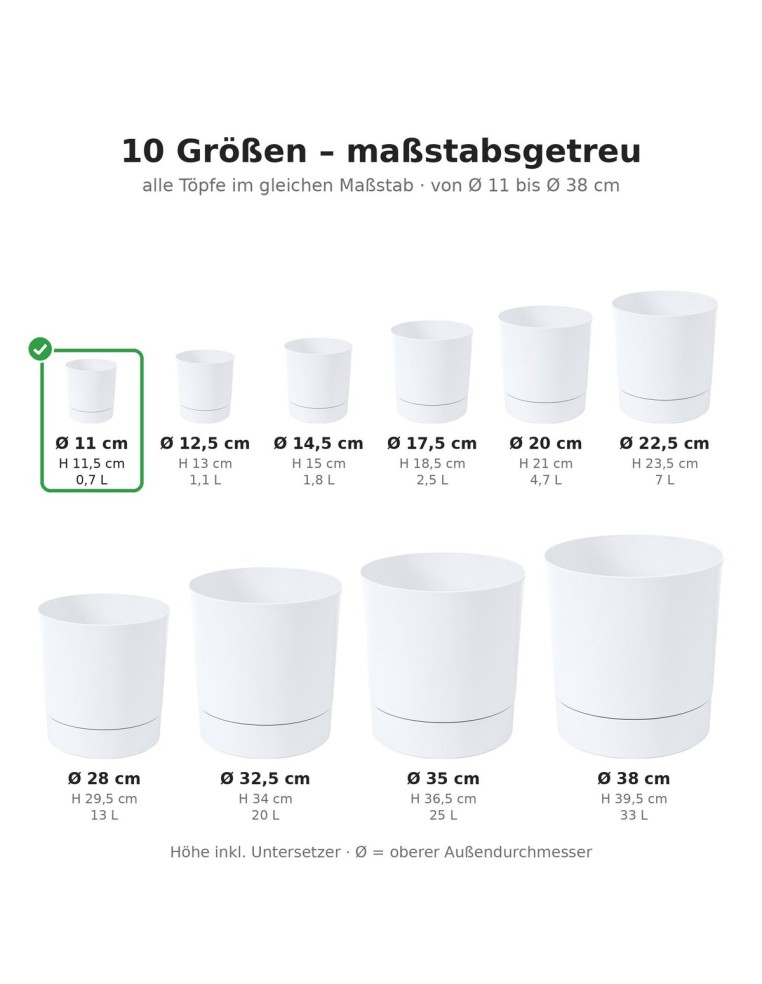 Cubremacetas redondo Ø11 × 12 cm mate, 0,7 L – Blanco | Töpferkönig