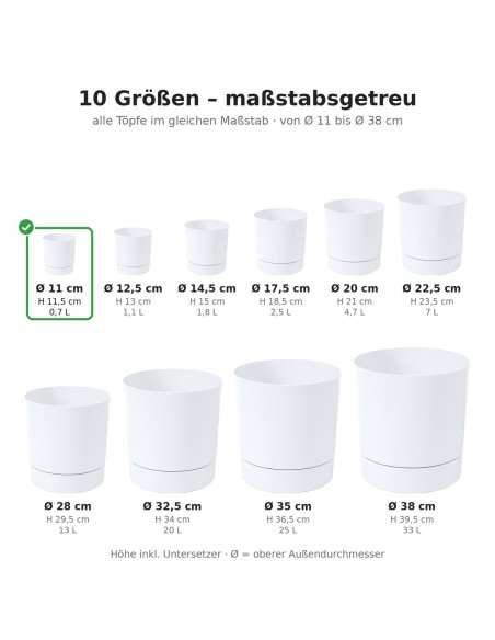 Übertopf rund Ø11 × 12 cm Matt, 0,7 L – Weiß | Töpferkönig