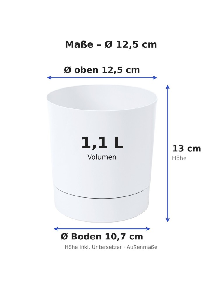 Sierpot rond Ø13 × 13 cm mat, 1,1 L – Wit | Töpferkönig