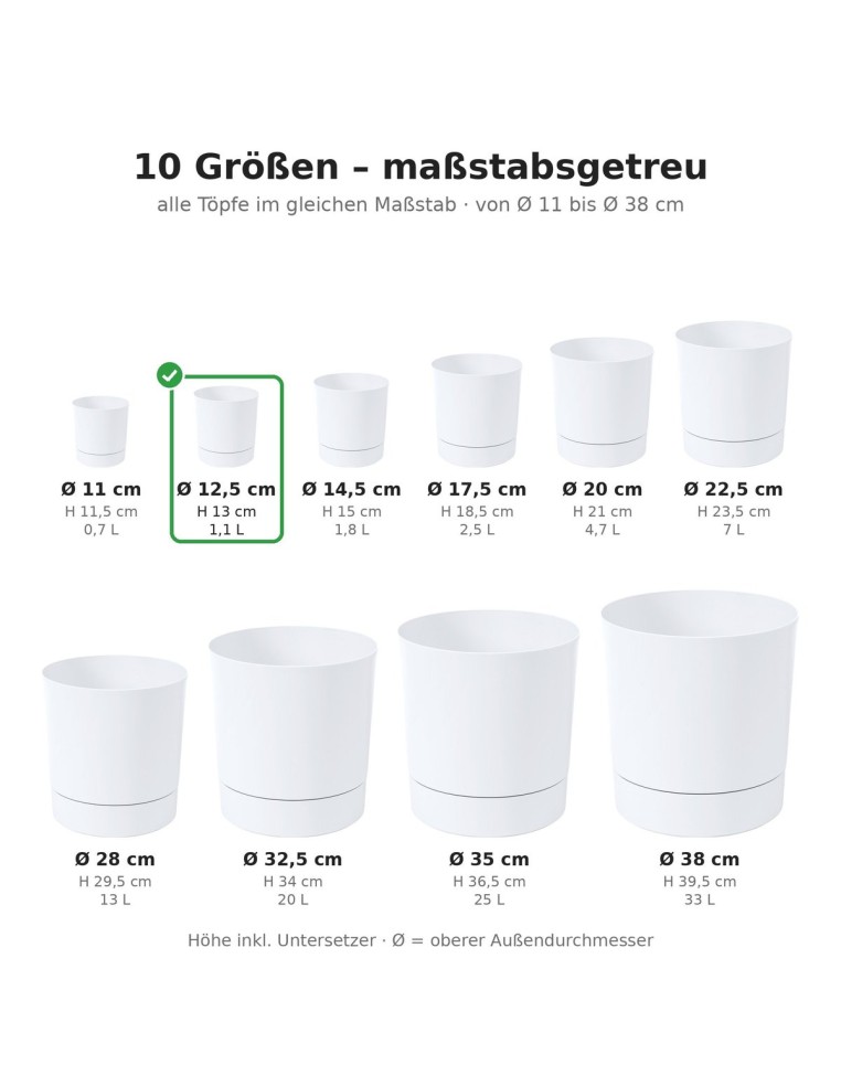 Cubremacetas redondo Ø13 × 13 cm mate, 1,1 L – Blanco | Töpferkönig