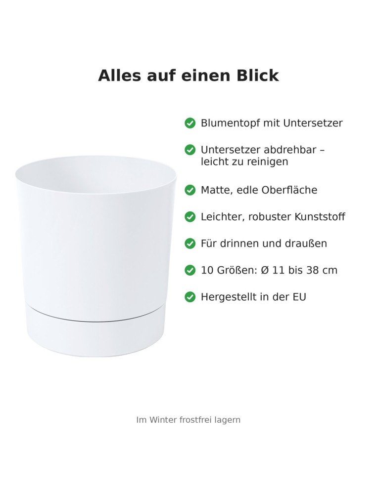 Sierpot rond Ø13 × 13 cm mat, 1,1 L – Wit | Töpferkönig