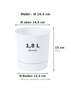 Cubremacetas redondo Ø15 × 15 cm mate, 1,8 L – Blanco | Töpferkönig 2
