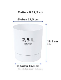 Übertopf rund Ø18 × 19 cm Matt, 2,5 L – Weiß | Töpferkönig 2