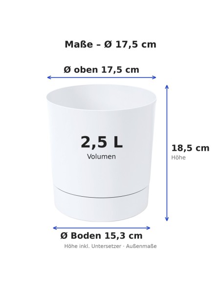 Sierpot rond Ø18 × 19 cm mat, 2,5 L – Wit | Töpferkönig